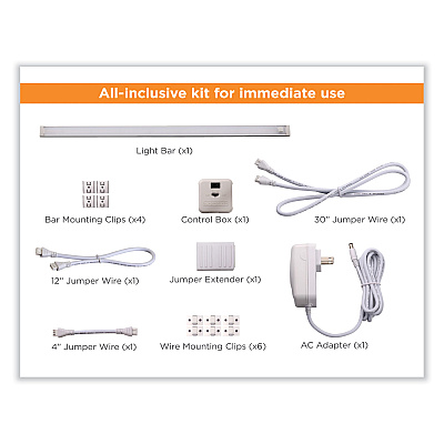 BLACK+DECKER LED Dimmable Under Counter Lighting with Motion Sensor and Magnetic Option One-Bar Kit, 0.78w x 0.39h, 18" Length (LEDUC181WK)