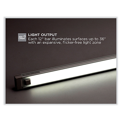 BLACK+DECKER LED Dimmable Under Counter Office Lighting with Motion Sensor and Magnetic Option One-Bar Kit, 0.78w x 0.39h (LEDUC121DK)