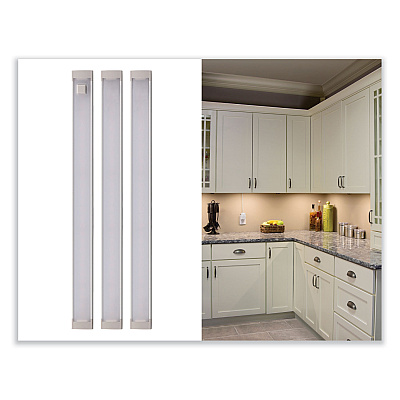 BLACK+DECKER LED Under Cabinet Lighting Three-Bar Kit, 0.78w x 0.39h (LEDUC93WK)