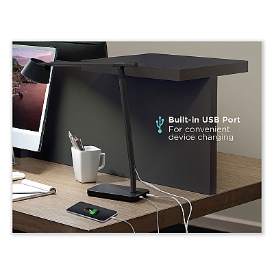 BLACK+DECKER PureOptics Verve Designer Series LED Desk Lamp with Wireless Charging, 17.32" High, Black (LED2200QIBK)