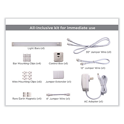 BLACK+DECKER LED Dimmable Under Counter Office Lighting with Motion Sensor and Magnetic Option One-Bar Kit, 0.78w x 0.39h (LEDUC121DK)