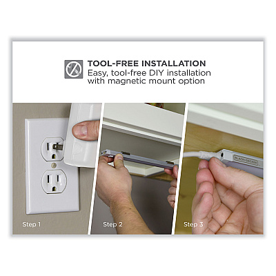 BLACK+DECKER LED Dimmable Under Counter Office Lighting with Motion Sensor and Magnetic Option One-Bar Kit, 0.78w x 0.39h (LEDUC121DK)
