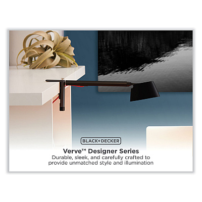 BLACK+DECKER PureOptics Verve Designer Series LED Desk Lamp with Clamp Base, 13.58" High, Black (LED2200CLBK)