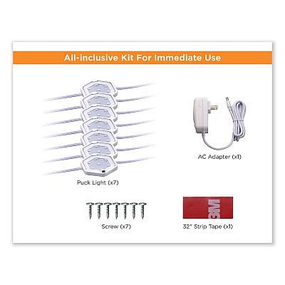 BLACK+DECKER LED Under Cabinet Puck Light Kit, 2.68w x 0.3h, White (LEDUCPUCK7WK)
