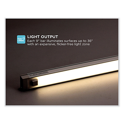 BLACK+DECKER LED Dimmable Under Counter Lighting with Motion Sensor Three-Bar Kit, 0.78w x 0.39h (LEDUC93CK)