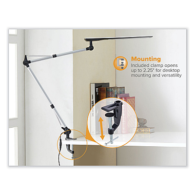 Bostitch Dual Swing Arm Dimmable Desk Lamp, 19.69" High, Black (VLED1509)