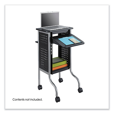 Safco Scoot Presentation Cart, 50 lb Capacity, 4 Shelves, 21.5" x 30.25" x 40.5", Black (SAF8945BL)