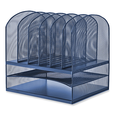 Safco Onyx Desk Organizer with Two Horizontal and Six Upright Sections, Letter Size Files, 13.25 x 11.5 x 13, Blue (SAF3255BU)