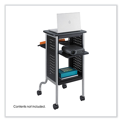 Safco Scoot Presentation Cart, 50 lb Capacity, 4 Shelves, 21.5" x 30.25" x 40.5", Black (SAF8945BL)
