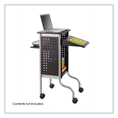 Safco Scoot Presentation Cart, 50 lb Capacity, 4 Shelves, 21.5" x 30.25" x 40.5", Black (SAF8945BL)