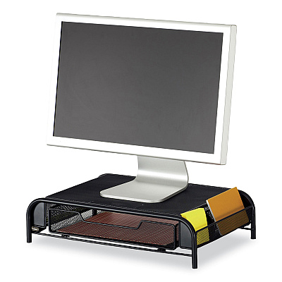 Safco Powered Onyx Monitor Stand, 18.25" x 11.75" x 4.5", Black (SAF3230BL)