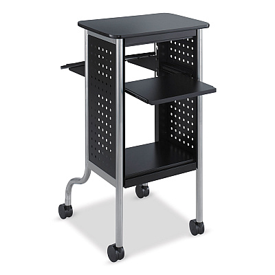 Safco Scoot Presentation Cart, 50 lb Capacity, 4 Shelves, 21.5" x 30.25" x 40.5", Black (SAF8945BL)