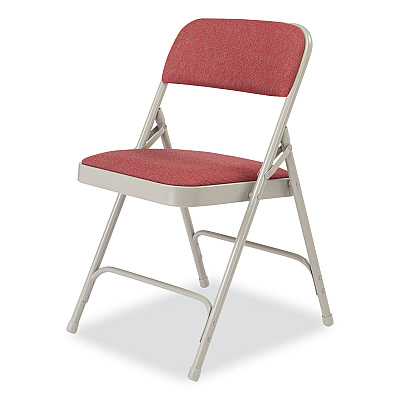 NPS 2200 Series Fabric Dual-Hinge Premium Folding Chair, Supports Up to 500 lb, Cabernet Seat, Cabernet Back, Gray Base, 4/Carton (NPS2208)