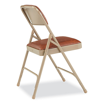 NPS 1200 Series Vinyl Dual-Hinge Folding Chair, Supports Up to 500 lb, Honey Brown Seat, Honey Brown Back, Beige Base, 4/Carton (NPS1203)