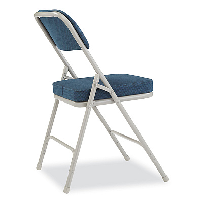 NPS 3200 Series Fabric Dual-Hinge Folding Chair, Supports Up to 300 lb, Regal Blue Seat, Regal Blue Back, Gray Base, 2/Carton (NPS3215)