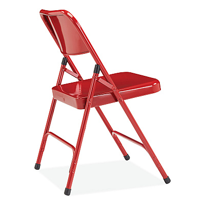 NPS 200 Series Premium All-Steel Double Hinge Folding Chair, Supports Up to 500 lb, 17.25" Seat Height, Red, 4/Carton (NPS240)