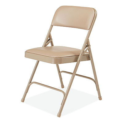 NPS 1200 Series Premium Vinyl Dual-Hinge Folding Chair, Supports Up to 500 lb, 17.75" Seat Height, French Beige, 4/Carton (NPS1201)