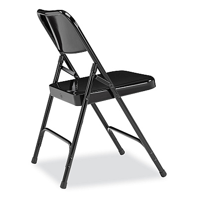 NPS 200 Series Premium All-Steel Double Hinge Folding Chair, Supports Up to 500 lb, 17.25" Seat Height, Black, 4/Carton (NPS210)
