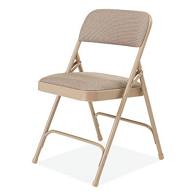 NPS 2200 Series Deluxe Fabric Upholstered Dual-Hinge Premium Folding Chair, Supports Up to 500 lb, Cafe Beige, 4/Carton (NPS2201)