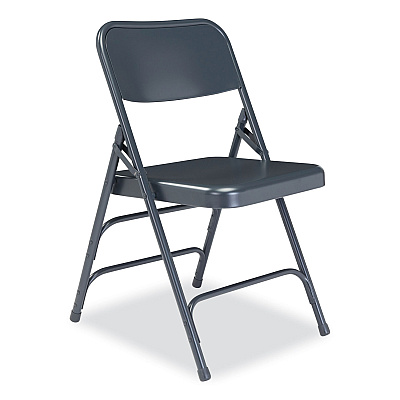 NPS 300 Series Deluxe All-Steel Triple Brace Folding Chair, Supports Up to 480 lb, 17.25" Seat Height, Blue, 4/Carton (NPS304)