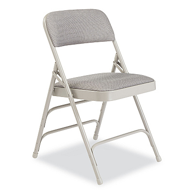 NPS 2300 Series Fabric Triple Brace Double Hinge Premium Folding Chair, Supports Up to 500 lb, Greystone, 4/Carton (NPS2302)