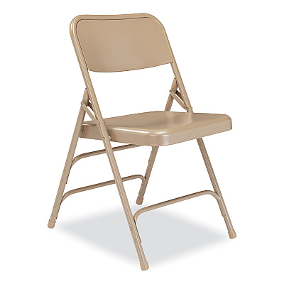 NPS 300 Series Deluxe All-Steel Triple Brace Folding Chair, Supports Up to 480 lb, 17.25" Seat Height, Beige, 4/Carton (NPS301)