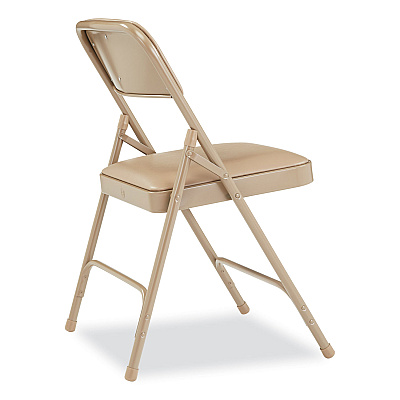 NPS 1200 Series Premium Vinyl Dual-Hinge Folding Chair, Supports Up to 500 lb, 17.75" Seat Height, French Beige, 4/Carton (NPS1201)