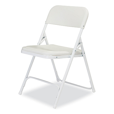 NPS 800 Series Plastic Folding Chair, Supports Up to 500 lb, 18" Seat Height, Bright White Seat, White Base, 4/Carton (NPS821)