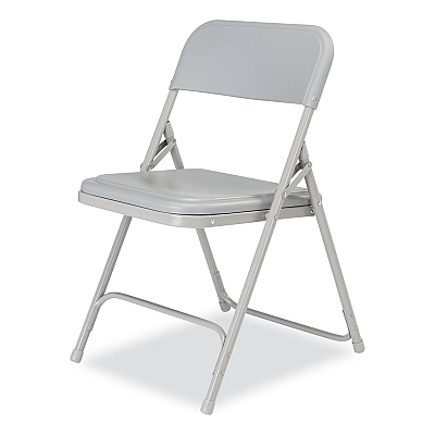 NPS 800 Series Premium Plastic Folding Chair, Supports Up to  500 lb, 18" Seat Height, Gray Seat, Gray Back, Gray Base, 4/Carton (NPS802)