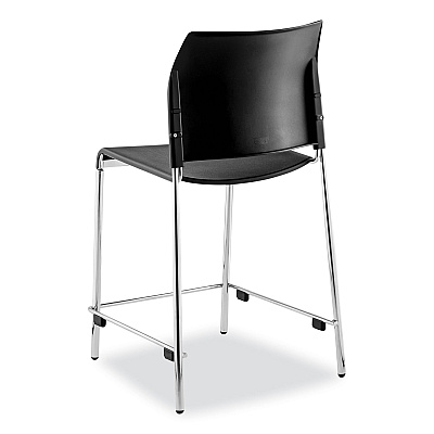 NPS Cafetorium Counter Height Stool, Supports Up to 300 lb, 24" Seat Height, Black Seat, Black Back, Chrome Base (NPS8810C1110)