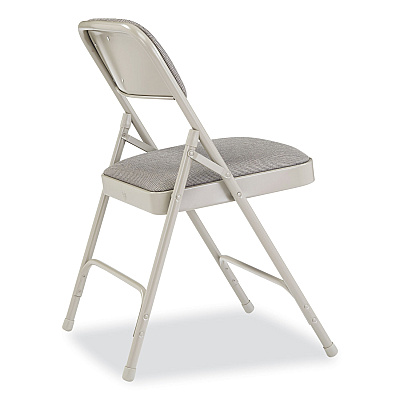 NPS 2200 Series Fabric Dual-Hinge Premium Folding Chair, Supports 500 lb, Greystone Seat, Greystone Back, Gray Base, 4/Carton (NPS2202)