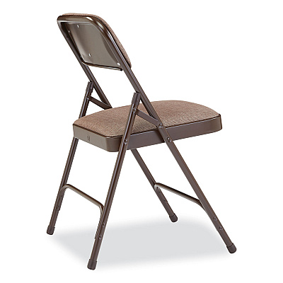 NPS 2200 Series Fabric Dual-Hinge Premium Folding Chair, Supports Up to 500 lb, Walnut Seat, Walnut Back, Brown Base, 4/Carton (NPS2207)