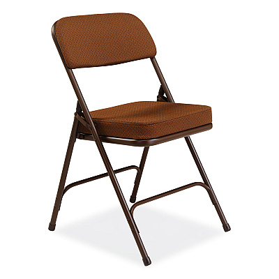 NPS 3200 Series Premium Fabric Dual-Hinge Folding Chair, Supports Up to 300 lb, Gold Seat, Gold Back, Brown Base, 2/Carton (NPS3219)