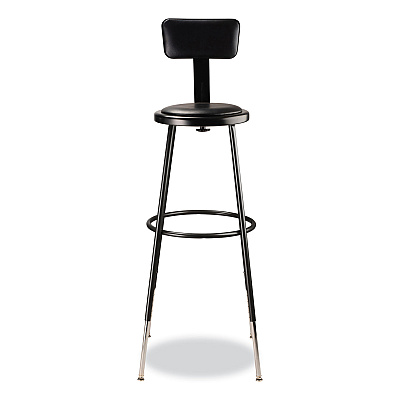 NPS 6400 Series Height Adjustable Heavy Duty Vinyl Padded Stool with Backrest, Supports 300 lb, 32" to 39" Seat Height, Black (NPS6430HB10)