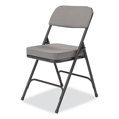 NPS 3200 Series Fabric Dual-Hinge Folding Chair, Supports Up to 300 lb, Charcoal Seat, Charocoal Back, Black Base, 2/Carton (NPS3212)