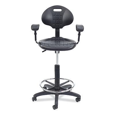 NPS 6700 Series Polyurethane Adj Height Task Chair w/Arms, Supports Up to 300 lb, 22" to 32" Seat Height, Black Seat, Black Base (NPS6722HBA)