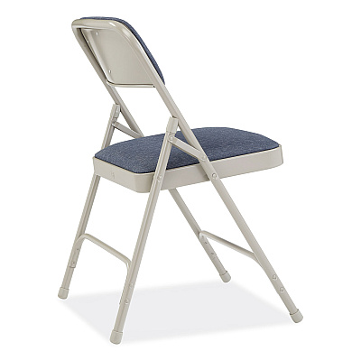 NPS 2200 Series Fabric Dual-Hinge Premium Folding Chair, Supports Up to 500 lb, Blue Seat, Blue Back, Gray Base, 4/Carton (NPS2205)