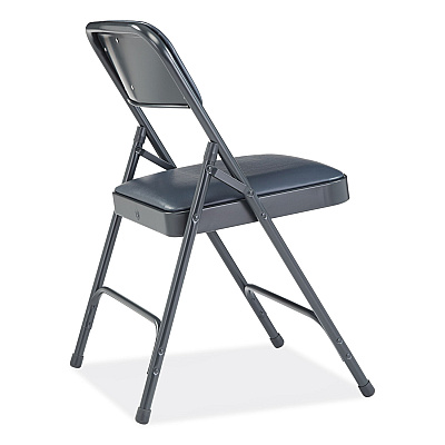 NPS 1200 Series Vinyl Dual-Hinge Folding Chair, Supports Up to 500 lb, 17.75" Seat Height, Dark Midnight Blue, 4/Carton (NPS1204)