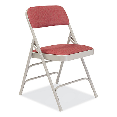 NPS 2300 Series Fabric Upholstered Tri-Brace Folding Chair, Supports 500 lb, Cabernet Seat, Cabernet Back, Gray Base, 4/Carton (NPS2308)