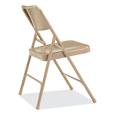 NPS 200 Series Premium All-Steel Double Hinge Folding Chair, Supports Up to 500 lb, 17.25" Seat Height, Beige, 4/Carton (NPS201)