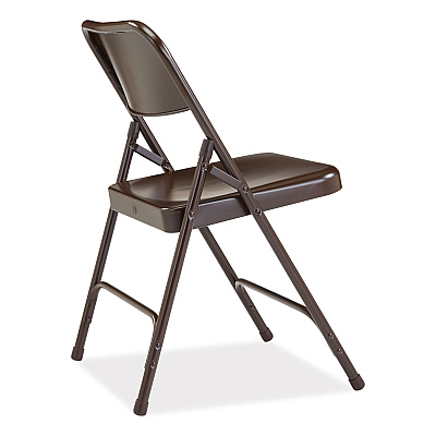 NPS 200 Series Premium All-Steel Double Hinge Folding Chair, Supports Up to 500 lb, 17.25" Seat Height, Brown, 4/Carton (NPS203)