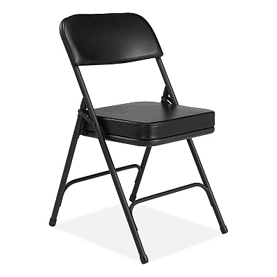NPS 3200 Series 2" Vinyl Upholstered Double Hinge Folding Chair, Supports Up to 300 lb, 18.5" Seat Height, Black, 2/Carton (NPS3210)