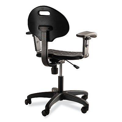 NPS 6700 Series Polyurethane Adjustable Height Task Chair with Arms, Supports 300 lb, 16" to 21" Seat Height, Black Seat/Base (NPS6716HBA)