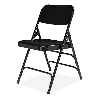 NPS 300 Series Deluxe All-Steel Triple Brace Folding Chair, Supports Up to 480 lb, 17.25" Seat Height, Black, 4/Carton (NPS310)