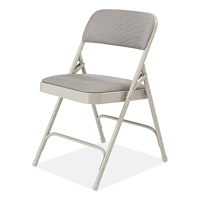 NPS 2200 Series Fabric Dual-Hinge Premium Folding Chair, Supports 500 lb, Greystone Seat, Greystone Back, Gray Base, 4/Carton (NPS2202)