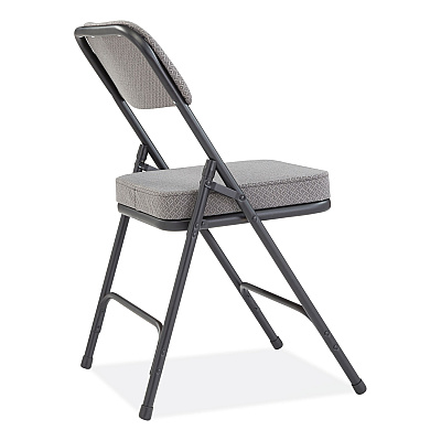 NPS 3200 Series Fabric Dual-Hinge Folding Chair, Supports Up to 300 lb, Charcoal Seat, Charocoal Back, Black Base, 2/Carton (NPS3212)