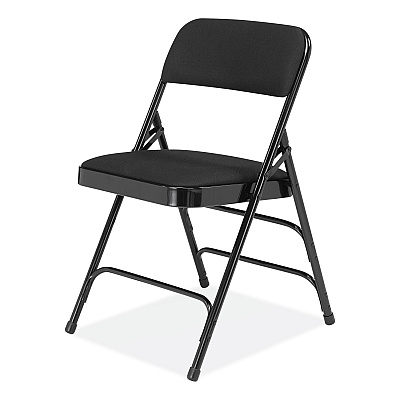 NPS 2300 Series Fabric Upholstered Triple Brace Premium Folding Chair, Supports Up to 500 lb, Midnight Black, 4/Carton (NPS2310)