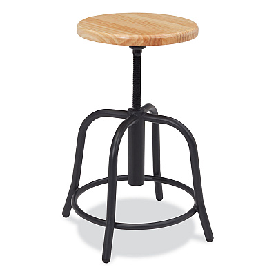 NPS 6800 Series Height Adjustable Wood Seat Swivel Stool, Supports Up to 300 lb, 19" to 25" Seat Height, Maple Seat/Black Base (NPS6800W10)