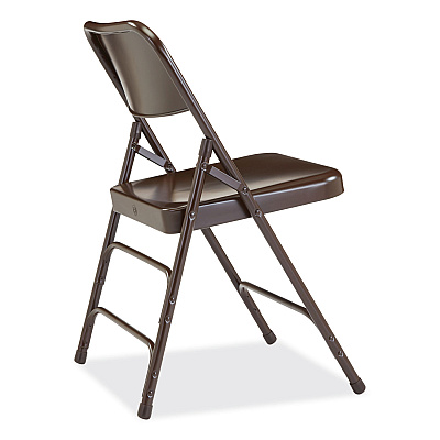NPS 300 Series Deluxe All-Steel Triple Brace Folding Chair, Supports Up to 480 lb, 17.25" Seat Height, Brown, 4/Carton (NPS303)