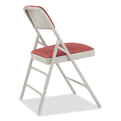 NPS 2300 Series Fabric Upholstered Tri-Brace Folding Chair, Supports 500 lb, Cabernet Seat, Cabernet Back, Gray Base, 4/Carton (NPS2308)